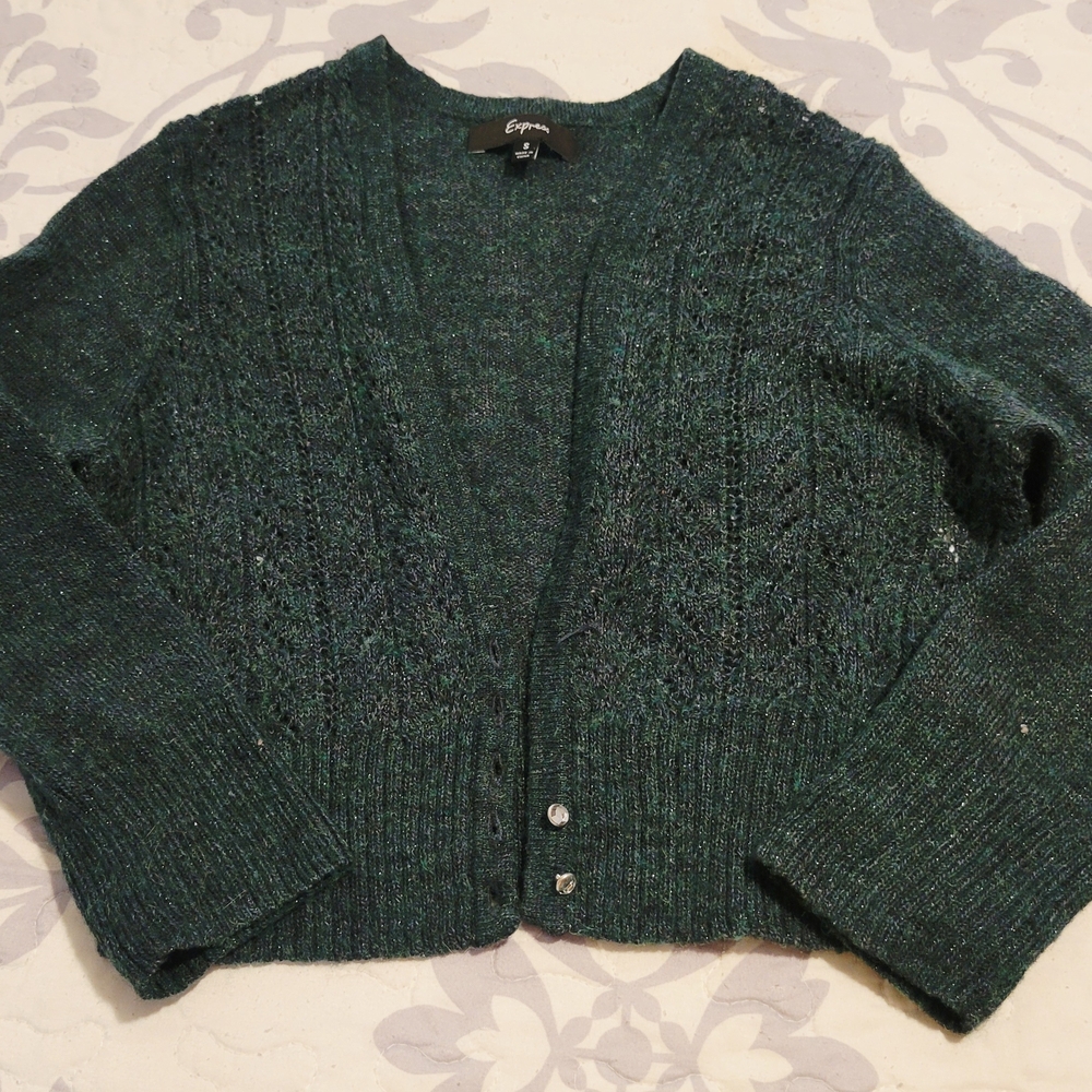 Express Deep Green Knit Cardigan